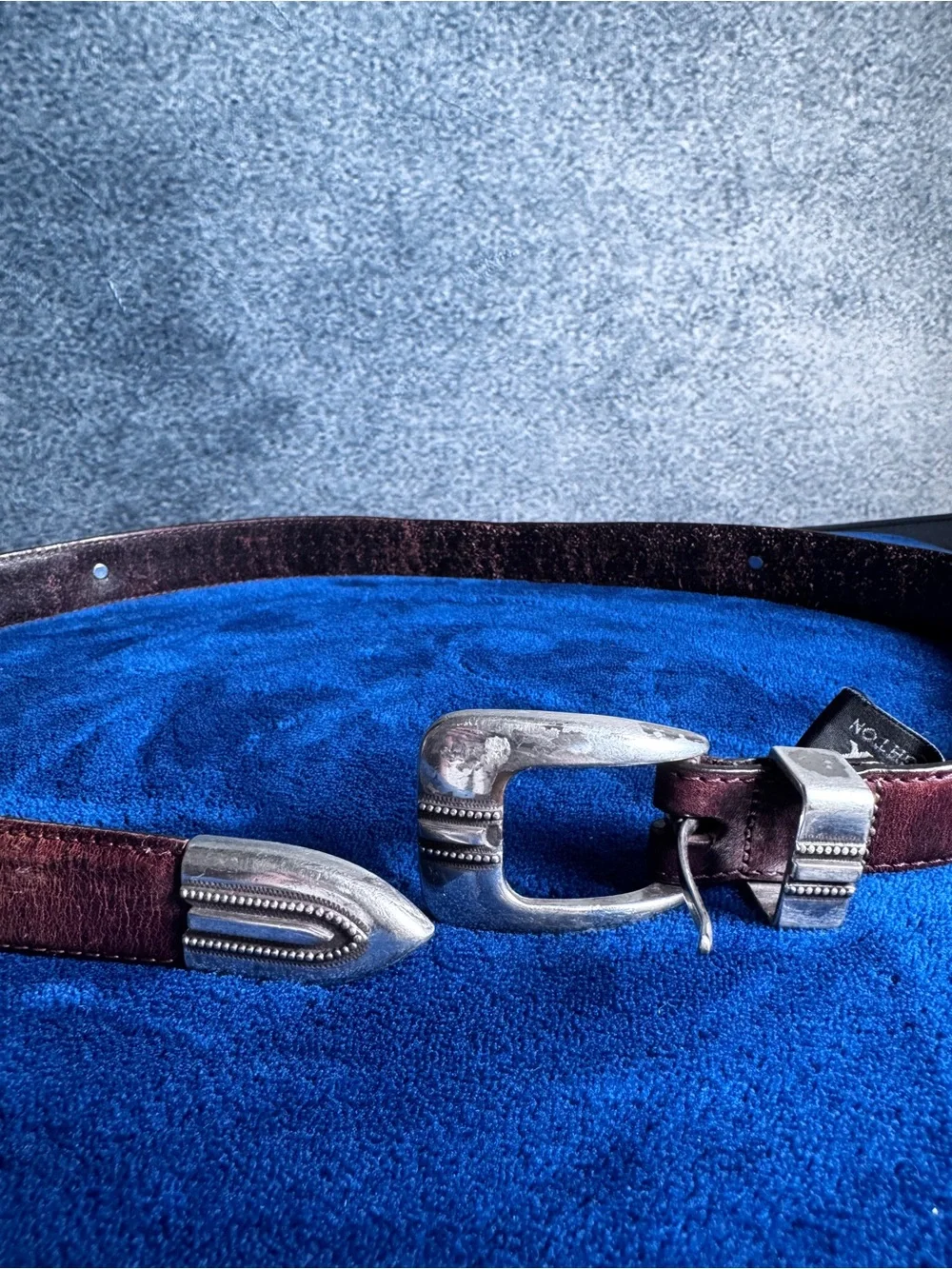 Onyx Distressed Burgundy golf Leather Belt with Silver Buckle